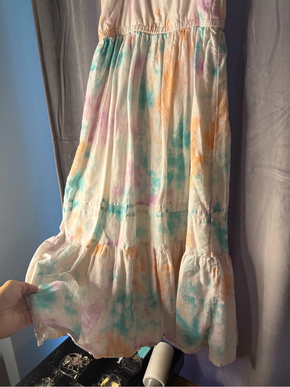 Cat & Jack Pastel Tie-Dye Maxi Skirt in Cream, Blue, Pink, Orange